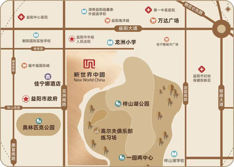 益阳新世界梓山湖区位图